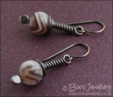 Botswana Agate earrings in oxidised copper