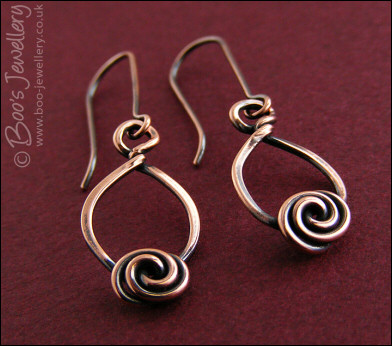 Twisted teardrop and rosebud knot earrings