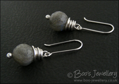 Chunky wrapped labradorite & silver earrings