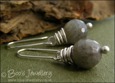 Chunky wrapped labradorite & silver earrings
