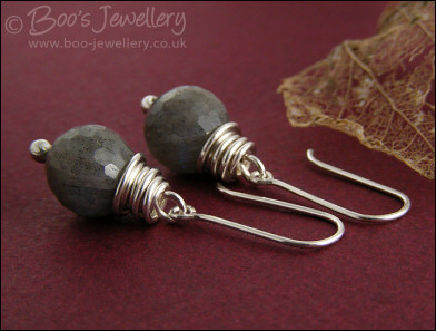 Chunky wrapped labradorite & silver earrings