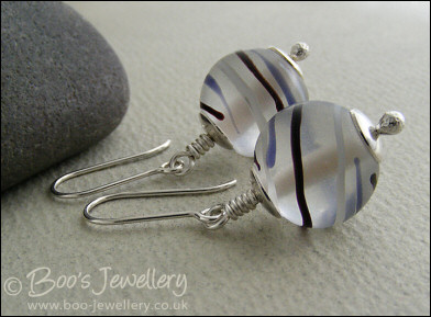 Frosted glass and silver earrings