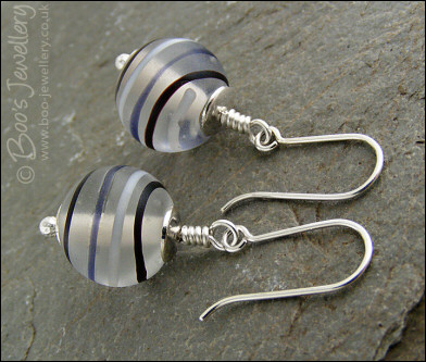 Frosted glass and silver earrings