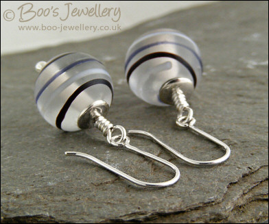 Frosted glass and silver earrings