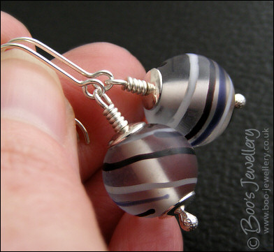 Frosted glass and silver earrings