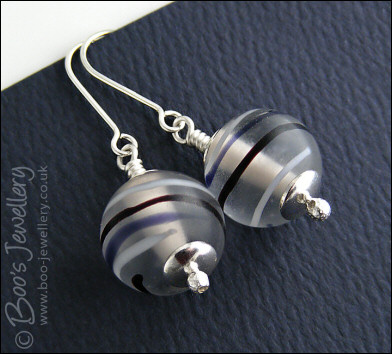Frosted glass and silver earrings