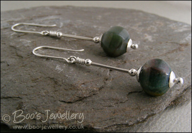 Silver long drop earrings with Indian Fancy Jasper - made to order