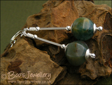 Silver long drop earrings with Indian Fancy Jasper - made to order