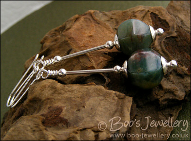 Silver long drop earrings with Indian Fancy Jasper - made to order