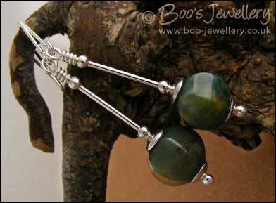 Silver long drop earrings with Indian Fancy Jasper - made to order