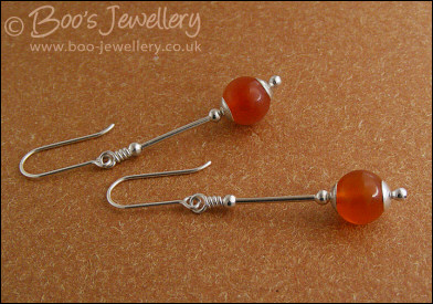 Carnelian long drop Sterling silver earrings