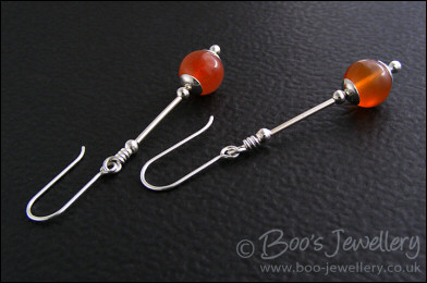 Carnelian long drop Sterling silver earrings