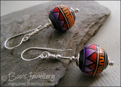 Peruvian hand made bead and silver earrings