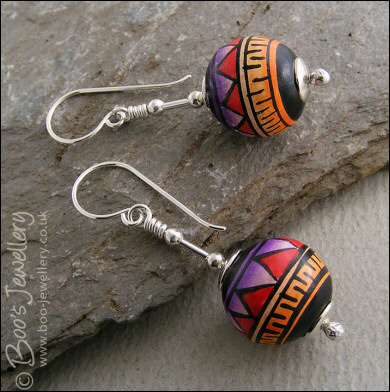 Peruvian hand made bead and silver earrings