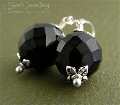 Large black fire polished crystal earrings