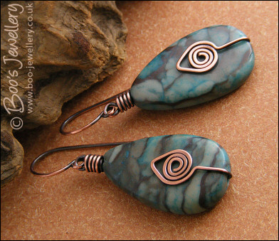 Turquoise Picasso Jasper teardrop earrings