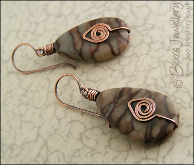 Natural brown Picasso Jasper teardrop earrings