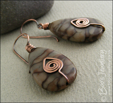 Natural brown Picasso Jasper teardrop earrings