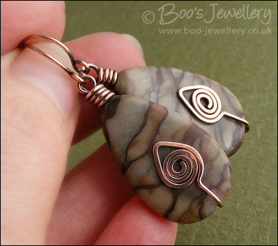 Natural brown Picasso Jasper teardrop earrings