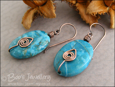 Turquoise veined Jasper oval earrings