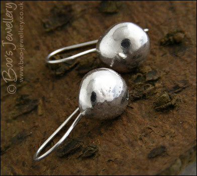 Large molten pebble earrings in Sterling silver