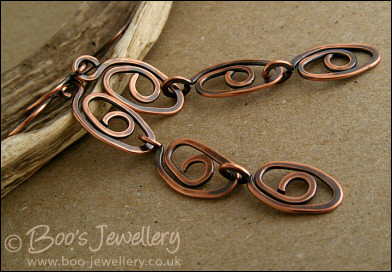 Antiqued copper eye spiral earrings - made to order