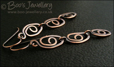 Antiqued copper eye spiral earrings - made to order