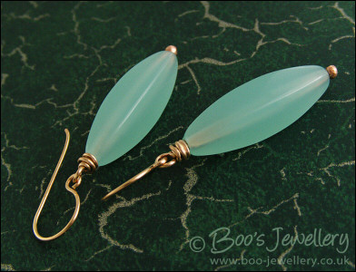 Bronze and aquamarine torpedo earrings