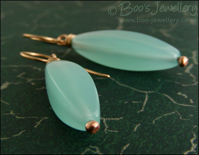 Bronze and aquamarine torpedo earrings