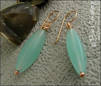 Bronze and aquamarine torpedo earrings