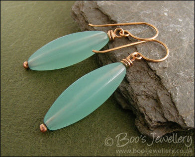 Bronze and aquamarine torpedo earrings