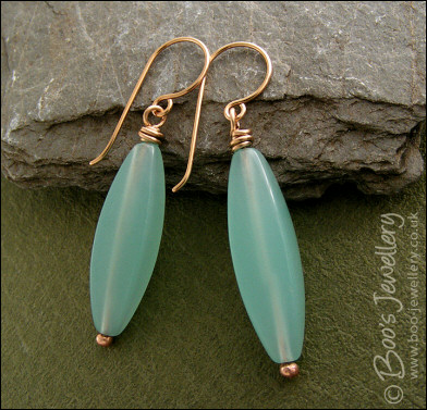 Bronze and aquamarine torpedo earrings