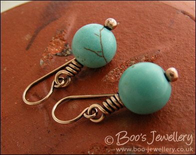 Antiqued bronze and turquoise magnesite earrings
