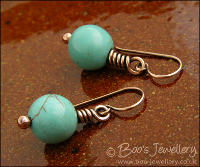 Antiqued bronze and turquoise magnesite earrings
