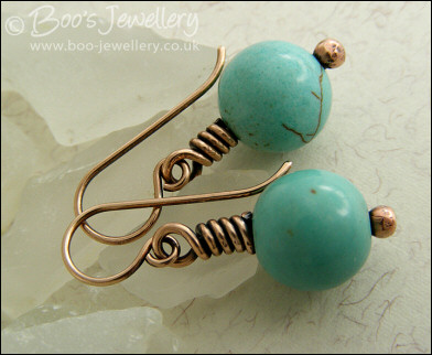 Antiqued bronze and turquoise magnesite earrings