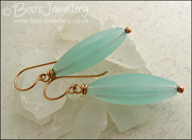 Bronze and aquamarine torpedo earrings