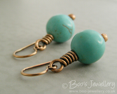 Antiqued bronze and turquoise magnesite earrings