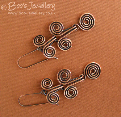 Egyptian coil antiqued copper earrings