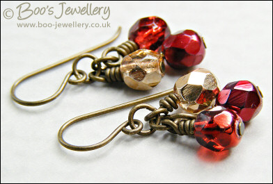 Festive berry fire polished cluster earrings
