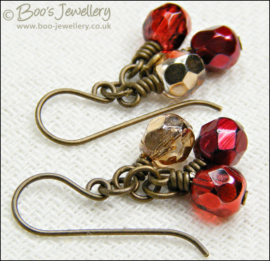 Festive berry fire polished cluster earrings