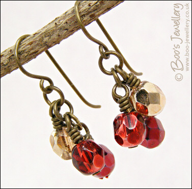 Festive berry fire polished cluster earrings