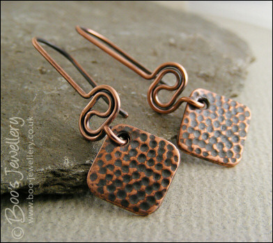 Square dotty charms and squiggle link earrings