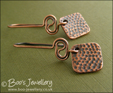 Square dotty charms and squiggle link earrings