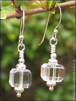 Crystal cube silver earrings