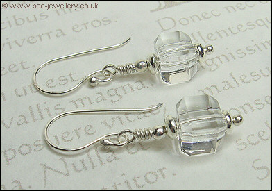 Crystal cube silver earrings