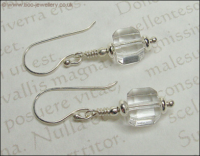 Crystal cube silver earrings