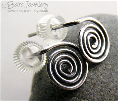 Sterling silver spiral stud earrings