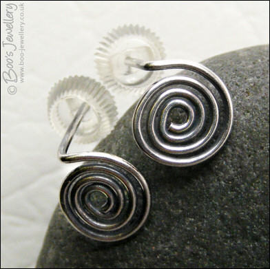 Sterling silver spiral stud earrings
