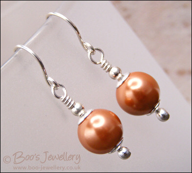 Copper seashell pearl earrings - now available in 6 colours - made to order