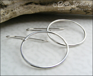 Sterling silver large hammered loop earrings